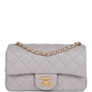 Mini Flap Bag Light Grey Hardware.