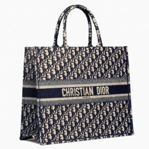 Dior Book Tote Bag In Blue Oblique Canvas.