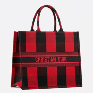 Dior Book Tote Bag  Check Canvas.