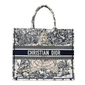 CHRISTIAN DIOR Large Around The World Book Tote Blue.